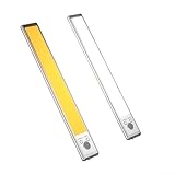 Luz LED con sensor para gabinete, recargable, sin taladros, lámpara de mesa para dormitorio, tira al aire libre (2 piezas de 24 cm)