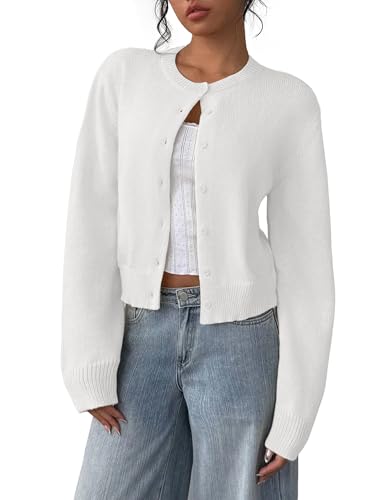 IWD Womens Cropped Cardigan Sweaters Cashmere Y2K Clothes Fall Trendy Coats Cute Drop Shoulder...