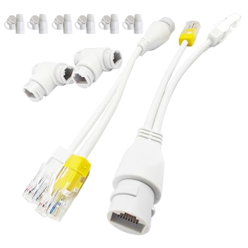 POE Combiner Splitter Adapter Kit,Outdoor Waterproof Power Over Ethernet Cable 3-Way RJ45 Network Camera Converter Kit for POE Switches Synthesized Splits,IP Camera,Internet Phone(2-Sets)