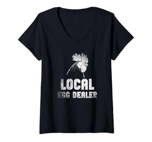 Womens Funny local egg dealer chicken lover American flag enthusias V-Neck T-Shirt