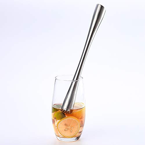 Jxs 10" 255Mm Stainless Steel Sturdy Cocktail Muddler, Professional Well Made Dishwasher Safe Muddler Bar Tool #TOP2