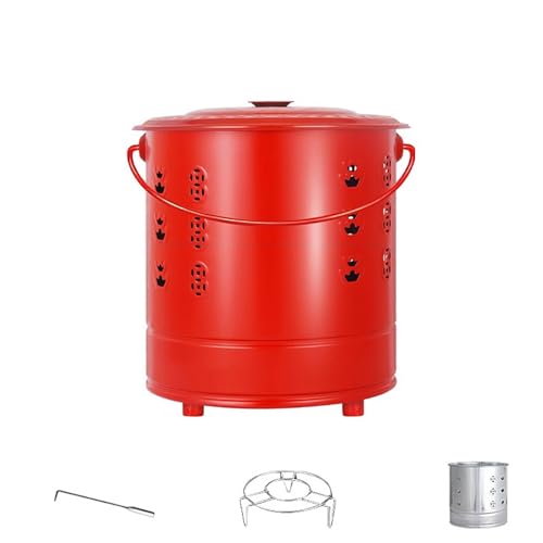 Corbeille à feu de Jardin sans fumée, incinérateur de déchets de Jardin en Acier Inoxydable avec poignée de Transport, fût de 39 cm pour l'élimination des déchets de Jardin