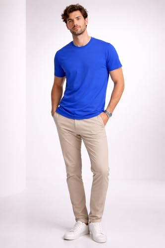 Image of Mens T Shirt Premium Cotton Slim Fit Crew Neck Short Sleeve Casual Basic Tee Soft Breathable Everyday Essential
