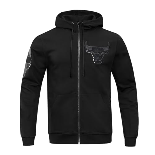 Pro Standard Mens NBA Chicago Bulls Classic Triple Black Full Zip Hoodie Black S