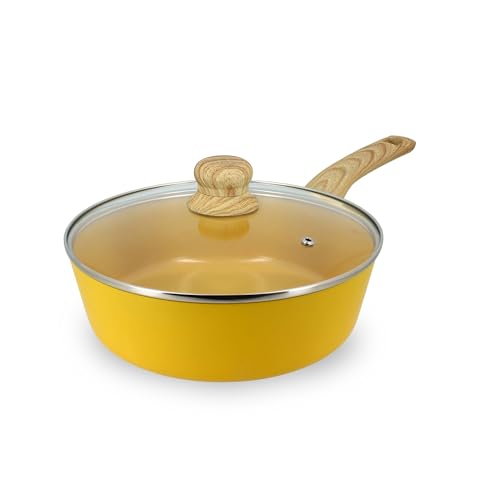 MENASTYL - Sauteuse 24cm Colorama safran - En Aluminium - Revêtement antiadhésif en céramique - Tous feux dont induction