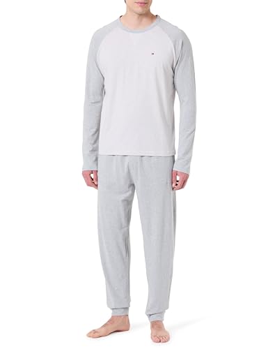 Tommy Hilfiger Men’s Cuffed Jersey Pyjama Set, Grey (Light Grey Heather), L