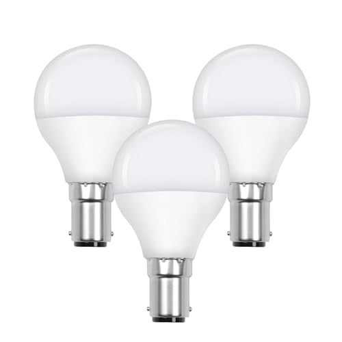 B15 Small Bayonet Cap Fitting LED Light Bulb 4.9W 40 watts Equivalent Energy Saving Golf Ball G45 Light Bulbs Daylight 6500K Long-Lasting Bright Led Bulbs 470 Lumen Non-Dimmable Pack of 3