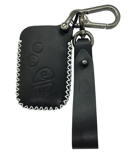 ALEACAR Genuine Leather Key Fob Cover & Key Chain for Lexus (2-4 Buttons, Keyless Go) - Protects Car Keys