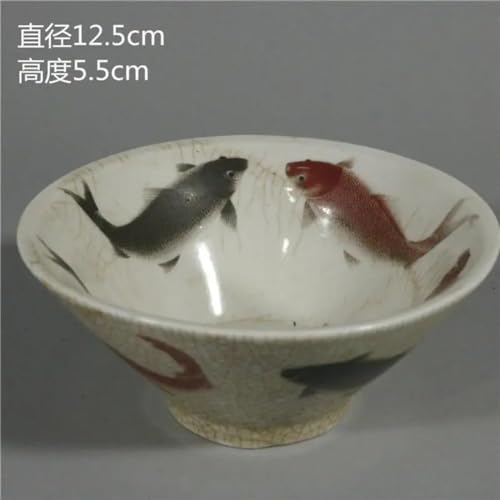 Cuenco de porcelana de 12,5 cm de peces estilo Qing Guangxu YTDJJWLS 3