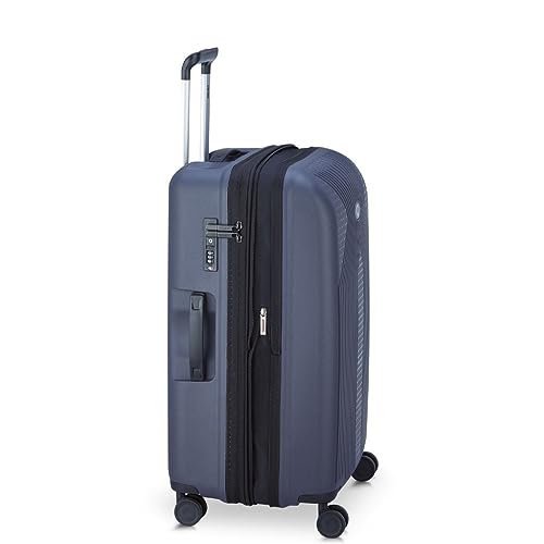 Image of DELSEY Paris ORDENER 66 cms Medium Check-in Polypropylene Hard Sided 8 Wheels Spinner Suitcase /Trolley Bag for Travel with TSA Lock- Blue