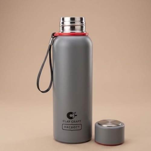 Image of Clay Craft Evevrest 500 Ml Double Wall Vacuum Insulated Stainless Steel Water Bottle | 24 Hrs Cold & 18 Hrs Hot | 1 Year Limited Warranty | AIRITIGHT, BPA-Free | BIS Certified| Made In India (Grey)
