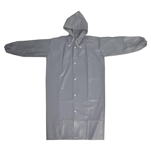 Rain Coat Poncho for Adult, 2 Pack Women Men Reusable Raincoats Emergency with Hood and Drawstring Grey2