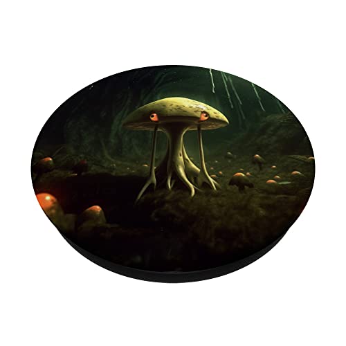 Cute Alien Magic Mushrooms Design PopSockets Swappable PopGrip, Black - Image 2