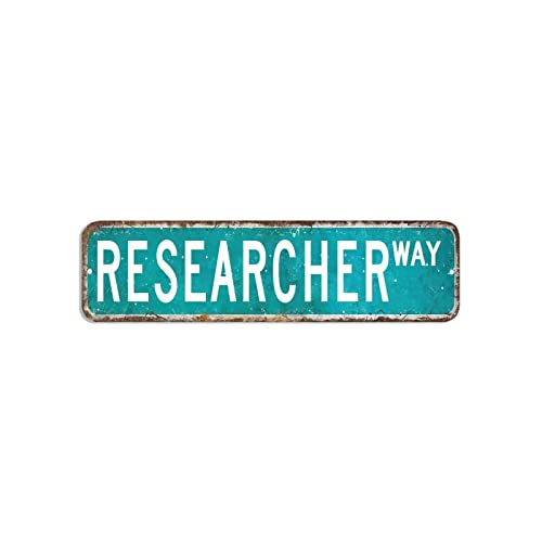 godblessign Researcher Street Sign Gift for Researcher Professional Tin Sign 7.6x30.5 cm �J�X�^�� �K�тȂ� �v���[�N �u���L�Ŕ� �t�@�[���n�E�X ������ �X�� �o�[ 