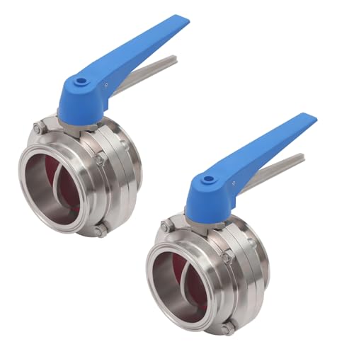 2 Pack Butterfly Valves with Blue Trigger Handle, 2 Inches Tri Clamp Sanitary Butterfly Valve, Sanitary Stainless Steel 304 Tri Clamp Butterfly Valve (3inch)