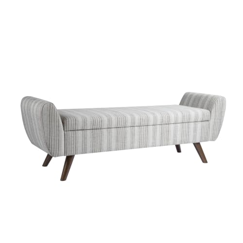 Image of HomePop 60 inch Modern Storage Bench - Gray Striped Pattern