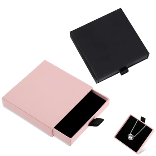 JEYORZY 2 Pezzo Confezione regalo per gioielli Scatole Regalo - Confezione Elegante per Collane,Piccola Scatola di Gioielli in Carta per Bracciali, Anelli,Orecchini - Dimensioni 7 x 7 x 1,7 cm