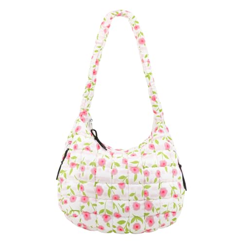Image of Quilted Puffer Tote Bag Purse Puffy Crossbody Shoulder Bag,Lightweight Nylon Hobo Bag Puffer Carryall Bag for Women Girl