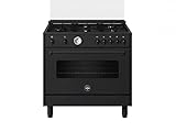  Cucina a Gas 5 Fuochi Forno elettrico Grill 90x60 Nero Americana