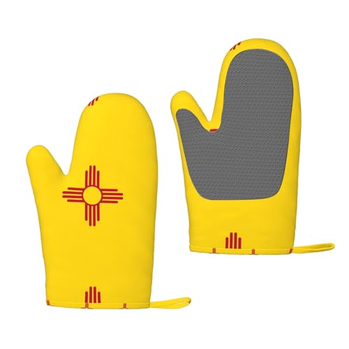 Flag of New Mexico - Manoplas de silicona para horno, paquete de 2 unidades, aisladas gruesas para hornear al aire libre y microondas