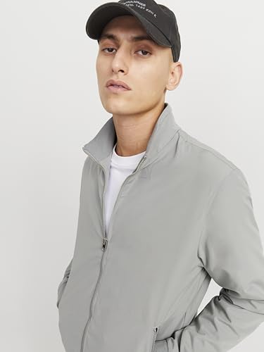 جاكيت بومبر روش هارينجتون للرجال من جاك اند جونز، بلون رمادي (Ultimate Grey) ومقاس لارج L