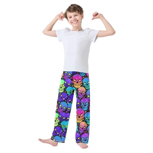 ZZXXB Galaxy Skull with Bright Eyes Boys Long Pants Soft Trousers Elastic Waist Kids Lounge Bottoms with Pockets S-XL2
