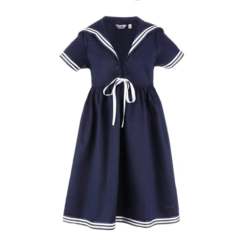 modAS Kinder Matrosenkleid mit 1/2-Arm - Maritimes Kurzarmkleid mit großem...