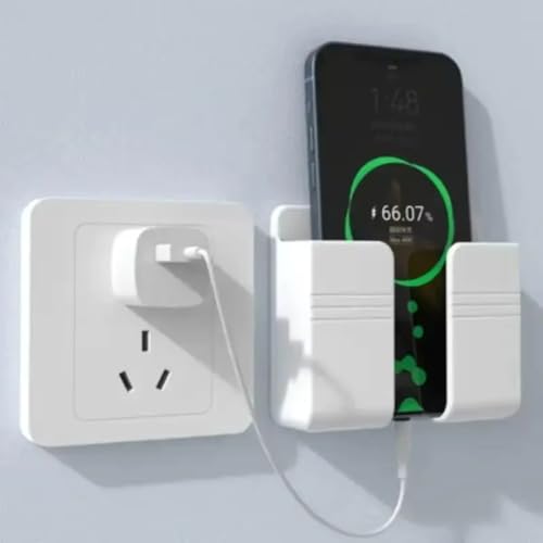 Suporte de Parede para Celular, Smartphone e Controle Remoto, Sem Furos, Adesivo (Branco)