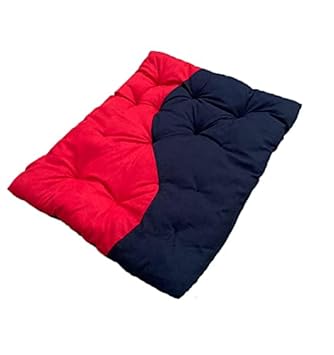 VetKart Rectangular Travel Pet Bed for Small Dogs and Cats, Easily Foldable and Machine Wash (Medium, Red-Black)