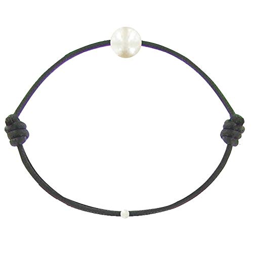 LES POULETTES BIJOUX - Bracelet La Perle de Culture Blanche des Poulettes - Classics - Noir