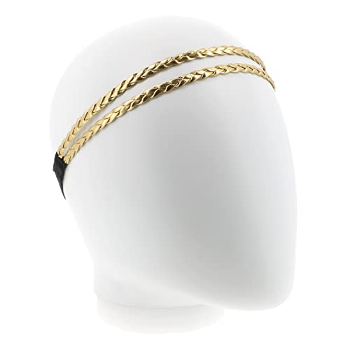 Diadema PU Dorada, Original Diadema Doble Trenzada, Goma Elástica Ajustable, Diadema para Boda o Fiesta - Image 3