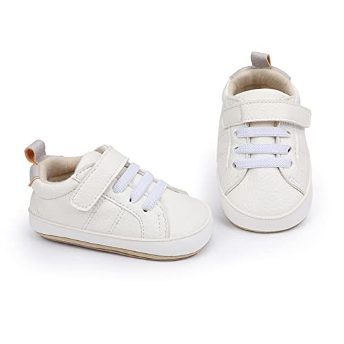 Image of SOFMUO Baby Boys Girls High Top Ankle PU Leather Sneakers Soft Rubber Sole Infant Moccasins Newborn Oxford Loafers Anti-Slip Toddler Wedding Uniform Dress Shoes