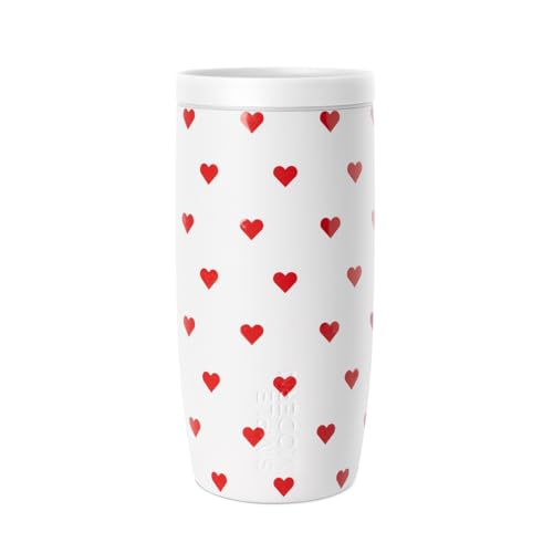 Image of Simple Modern Travel Coffee Mug Tumbler with 360 Lid | Ceramic-Lined Insulated Stainless Steel Cold Brew Iced Coffee Cup | Gift for Women Men Her Him | Voyager Signature | 16oz | Crimson Hearts