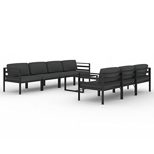Roanoer 8-Piece Modular Patio Furniture Set Anthracite Aluminum Outdoor Sectional with Weather-Ready Cushions Lightweight Reconfigurable for Garden Balcony Backyard Seating 7