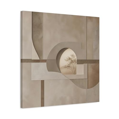 Tableau moderne nature tree brown and beige canvas print 24x24 inch pour mur de salon