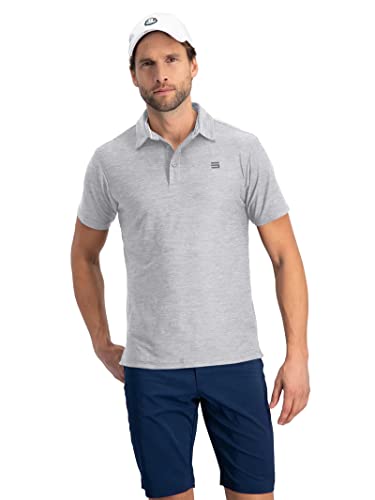 Image of Three Sixty Six Golf Shirts for Men - Dry Fit Short-Sleeve Polo, Athletic Casual Collared T-Shirt Grey