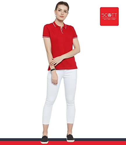 Image of Scott International Women's Regular Fit 100% Pure Organic Cotton Polo T-Shirt | Womens Polo Collar Neck T-Shirt | Cotton Plain Polo Neck Half Sleeve T-Shirt | Tshirts for Women