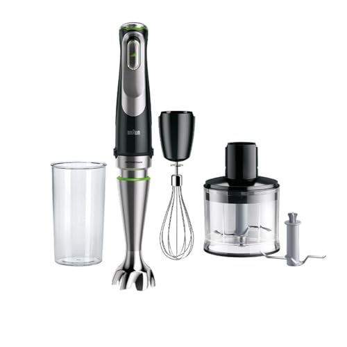 Braun MultiQuick 9 Batidora de mano, batidora de mano, procesador de alimentos XL, tecnología Active PowerDrive, Chopper 500 ml, 600 ml, vaso de precipitados sin BPA con tapa, 1200 W, MQ 9135XI, negro
