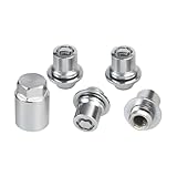 HZEL Car M12 x 1.5 Wheel Lock Lug Nut Set, Anti-Theft Chrome 4PCS Cone Seat Tire Locking Nut Kit with 1 Key, OEM#00276-00900 Automotive Replacement, Compatible with Celica ES330 ES350