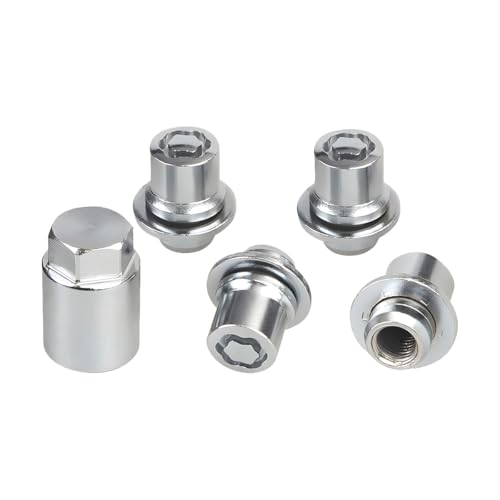 HZEL Car M12 x 1.5 Wheel Lock Lug Nut Set Anti-Theft Chrome 4PCS Cone Seat Tire Locking Nut Kit with 1 Key OEM#00276-00900 Automotive Replacement Compatible with Celica ES330 ES350