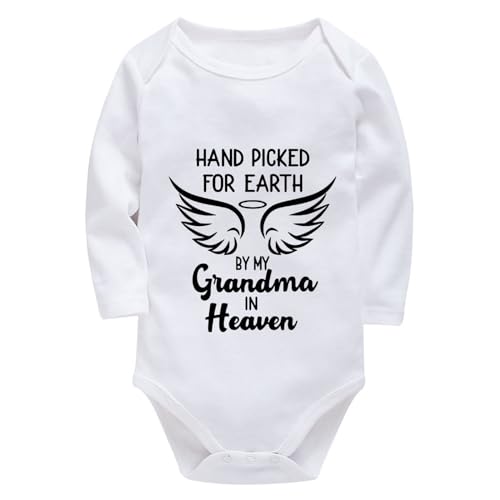 Hand Picked for Earth By My Grandma in Heaven Baby Outfit Long Sleeve Infant Clothes