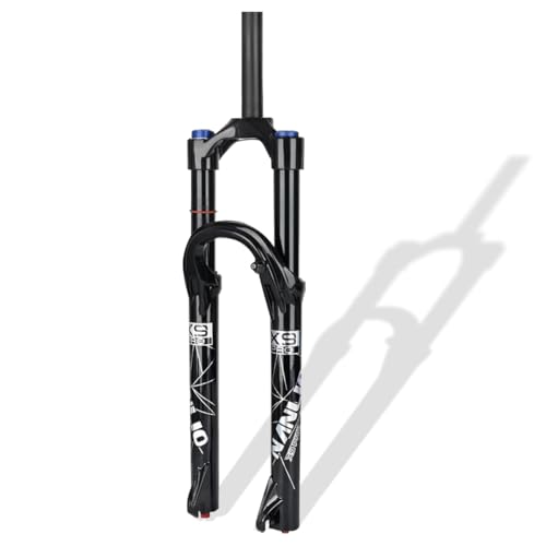 26/27.5/29インチ マウンテンバイクエア サスペンション フォーク トラベル 140mm 1-1/8インチ ストレート/テーパード フロントフォーク 9 X 100mm QR ディスクブレーキ 手動/リモート ダンピング調整(Straight-ma