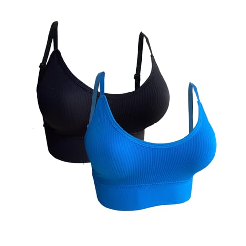Kit 2 Top Feminino Com Bojo Removível Alça Fina Confortável Liso (BR, Alfa, G, Regular, PRETO/BRANCO