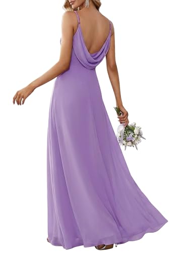 Image of Ever-Pretty Women's Summer Backless Spaghetti Strap Chiffon Bridesmaid Dresses Empire Waist Formal Wedding Guest Dress