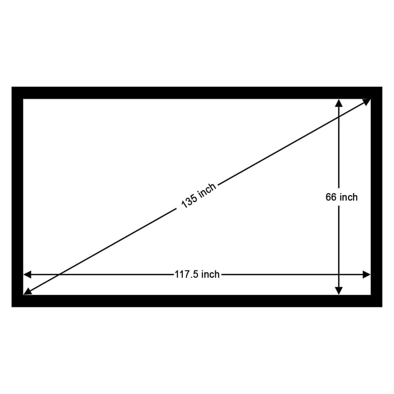 Image of BIG VUE 135 inch Fixed Frame Projector Screen HD Cinema White Fabric, 16:9 Aspect Ratio, 4K UHD & Active 3D Ready, 160 Wide Viewing Angle Projection for Home Theatre, Office, Boardroom & Gaming