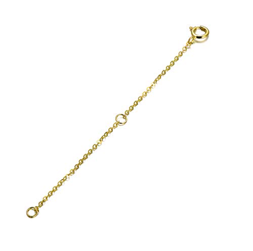 14K Yellow Gold 3 Inch Chain Necklace Extender Safety Chain, Durable Removable Extenders Jewelry for Gold Necklace Bracelet, Adjustable Chain Set