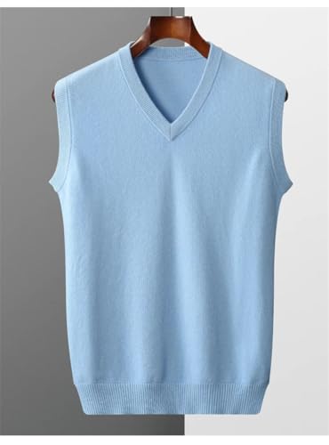 Dninmim Men's Sleeveless Cashmere Sweater Vest V-Neck Warm Knit Waistcoat Loose Outer Top2