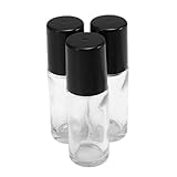 PLAFOPE 4pcs 30ml Roll-on Bottles Empty Refillable Essential Oil Bottles Portable Subpackaging with Black Glass for Travel Aromatherapy Deodorant