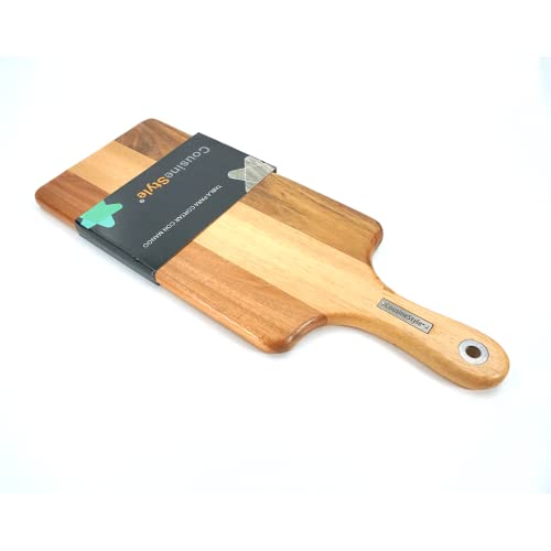 COUSINE STYLE - Tabla Para Cortar con Mango 42 * 16,5 cm. Madera De Acacia. 615 gr. Tabla de cortar para cocina Profesional. Utensilios de cocina originales Cover