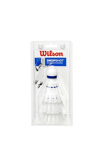 WILSON WRT6048WH Volants de Badminton, Dropshot Shuttlecocks, Paquet de 3, Plastique/Liège Naturel, Mixte Adulte, Blanc, Taille unique